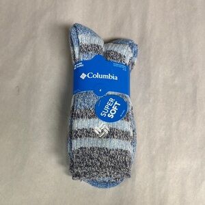 New Columbia Socks Women’s 2 Pair Super Soft Striped Crew Socks Casual Active